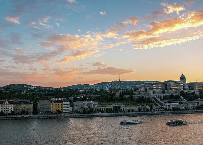 Budapest Greeting Card featuring the photograph Budapest Sunset over the Danube by Matthew DeGrushe