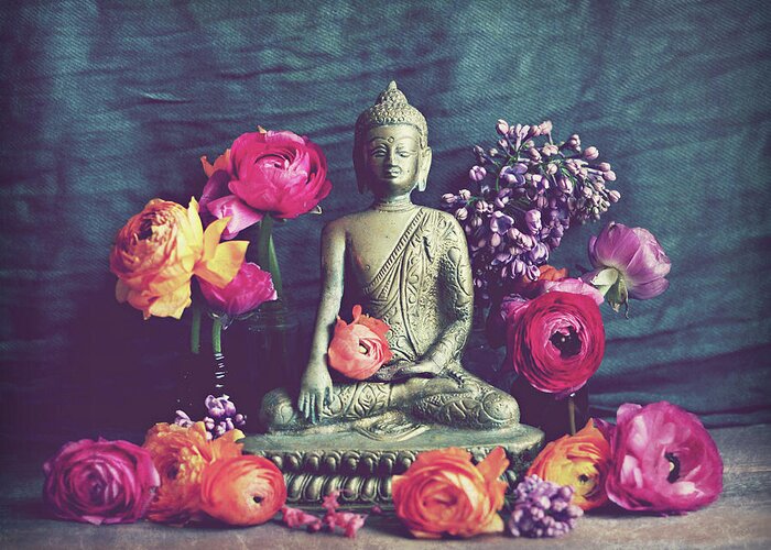 Buddha Art Greeting Card featuring the photograph Buddha Offering by Lupen Grainne