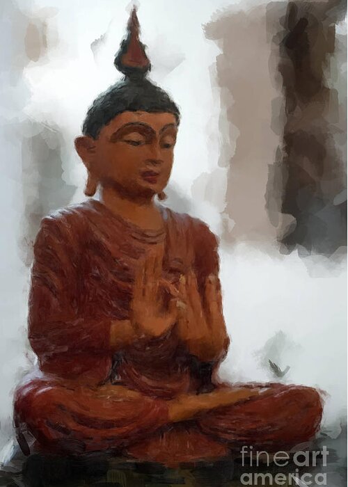  Greeting Card featuring the painting Buddha Statue by Gary Arnold