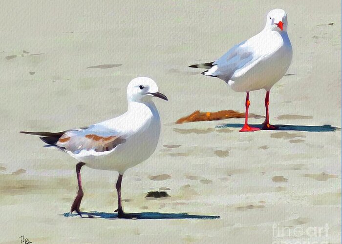 Seagulls Greeting Card featuring the painting Buddies by Tammy Lee Bradley