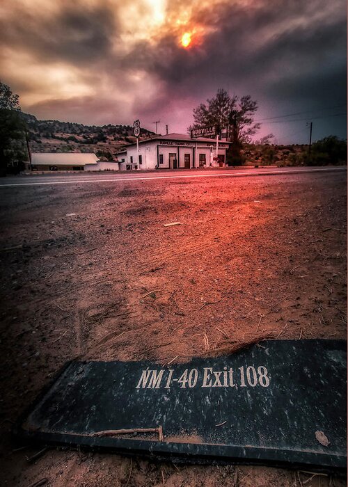 Budville Greeting Card featuring the photograph Budville Route 66 - The ghost of Interstate 40 by Micah Offman
