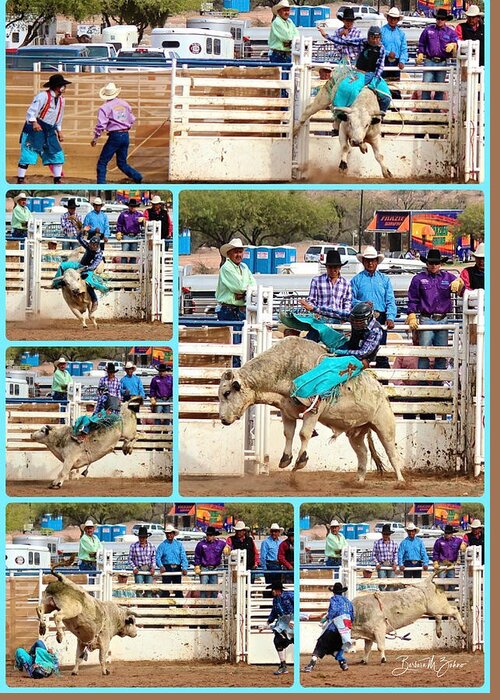 Bull Riding Greeting Card featuring the photograph Bull Riding Scenes by Barbara Zahno