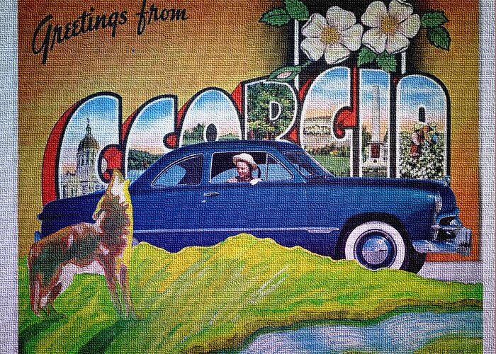 Dixie Road Trips Greeting Card featuring the digital art Dixie Road Trips / Georgia by David Squibb