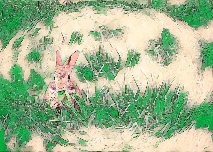 Rabbit Greeting Card featuring the photograph Bunny Eating Green by Diane Lindon Coy