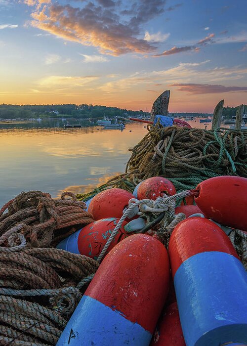 Maine Greeting Card featuring the photograph Buoys at Dawn by Kristen Wilkinson