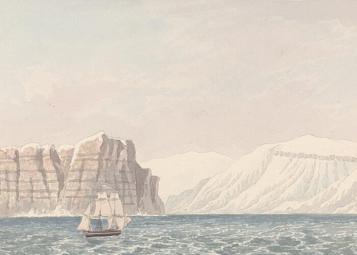 19th Century Greeting Card featuring the drawing Burnett Inlet, Barrow Strait by Charles Hamilton Smith