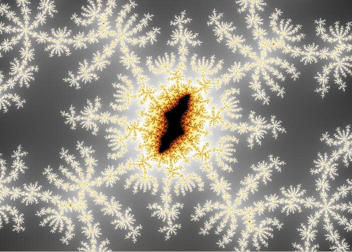 Burning Snow Greeting Card featuring the digital art Burning Snow Fractal by Ally White