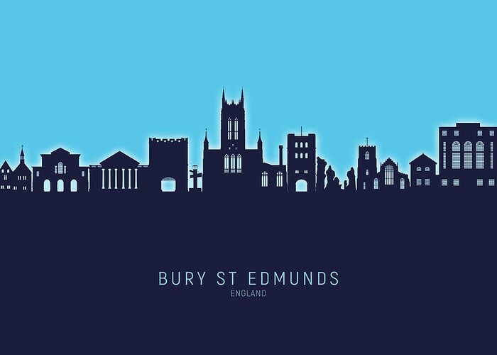 Bury St Edmunds Greeting Card featuring the digital art Bury St Edmunds England Skyline #27 by Michael Tompsett