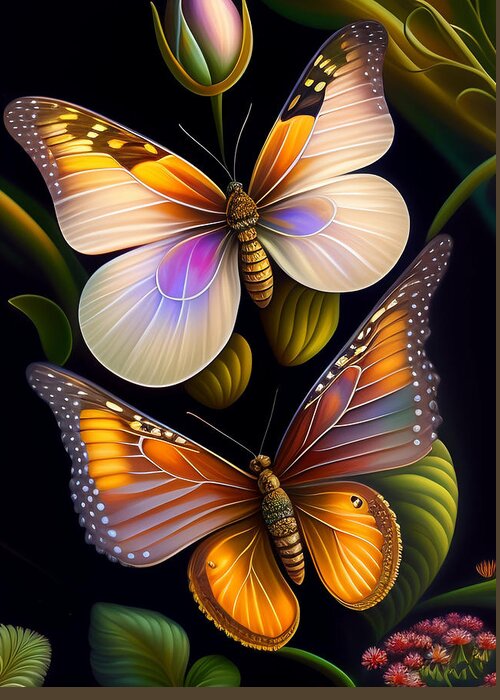 Illustration Greeting Card featuring the digital art Butterflies by Lori Hutchison