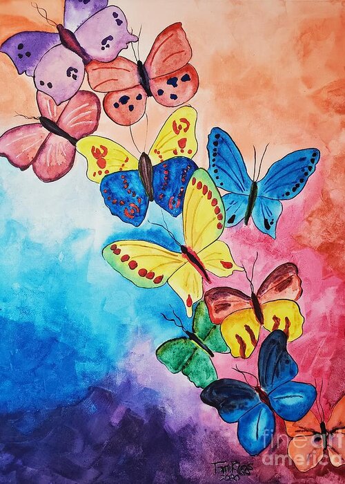 Butterfly Greeting Card featuring the painting Butterflies Three by Tom Riggs