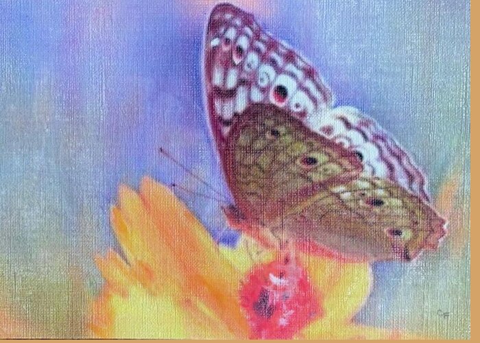 Butterfly Greeting Card featuring the painting Butterfly Kisses by Cara Frafjord