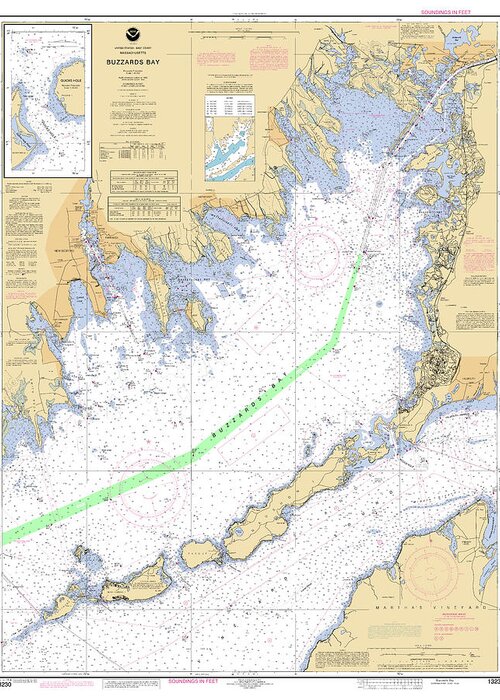 Noaa Chart 13230 Of Buzzards Bay Greeting Card featuring the digital art Buzzards Bay Massachusetts, NOAA Chart 13230 by Nautical Chartworks