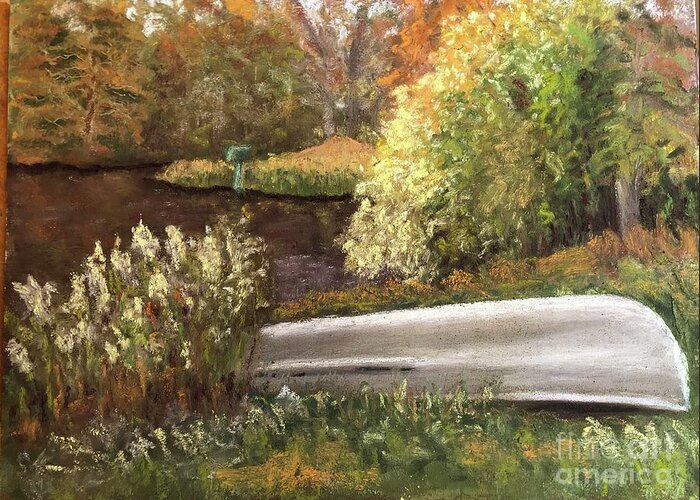 Sanctuary Greeting Card featuring the pastel By the Lake by Lynda Evans