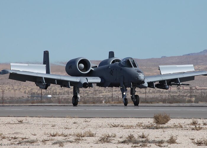 Warthog Greeting Card featuring the photograph C AFRC A-10 Warthog Recovering to Nellis AFB by Custom Aviation Art