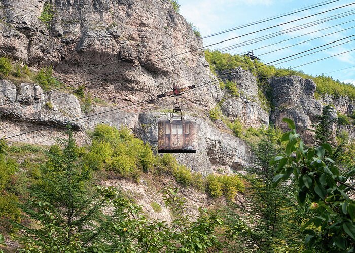 Abandoned Greeting Card featuring the photograph Cable Car in Chiatura by Roman Robroek