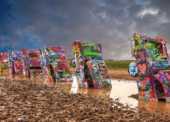 Cadillac Ranch Greeting Card featuring the photograph Cadillac Ranch TX by Chris Smith
