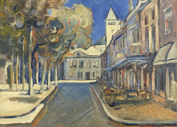 Cafe Perroen Greeting Card featuring the painting Cafe Perroen Maastricht by Nop Briex