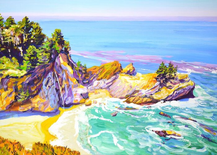 Ocean Greeting Card featuring the painting California. Ocean. Beach. by Iryna Kastsova