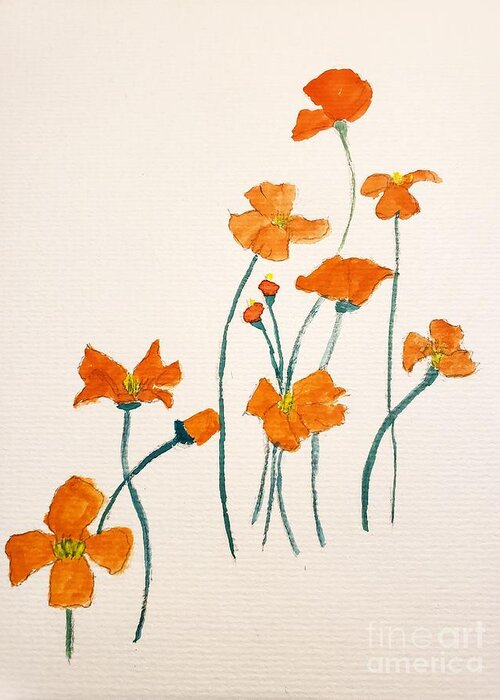  Greeting Card featuring the painting California Poppies by Margaret Welsh Willowsilk