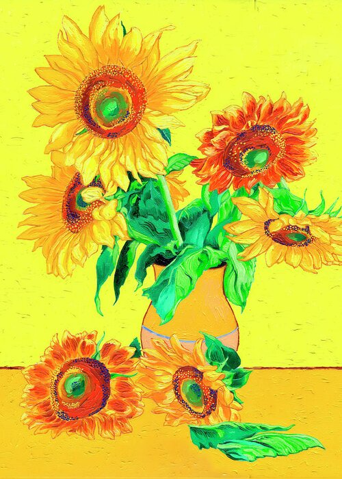 Sunflowers Greeting Card featuring the painting California Sunflowers by Xavier Francois Hussenet