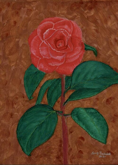 Flowers Greeting Card featuring the painting Camellia by Terry Frederick