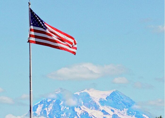 Mount Rainer Greeting Card featuring the photograph Camp Arnolds-Mt Rainer by M Three Photos