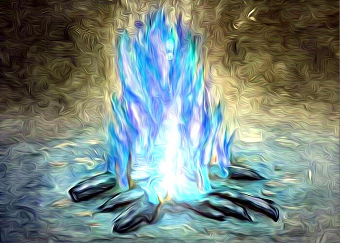 The Entranceway Greeting Card featuring the digital art Campfire Blues by Ronald Mills