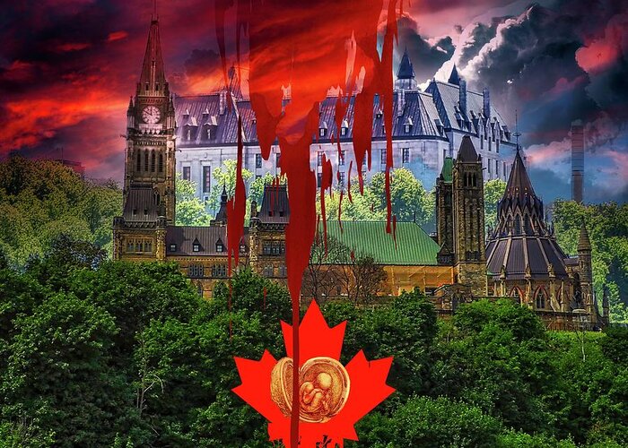 Blood Cries From Ground Greeting Card featuring the digital art Canadian Justice by Norman Brule