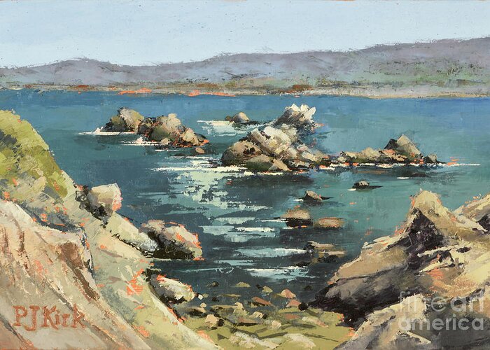 Landscape Greeting Card featuring the painting Canary Point Overlook by PJ Kirk