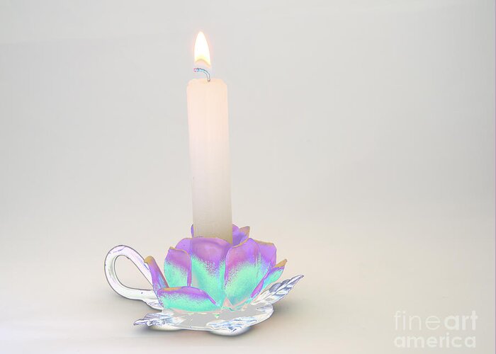 Candle Greeting Card featuring the photograph Candle in Holder by Kae Cheatham