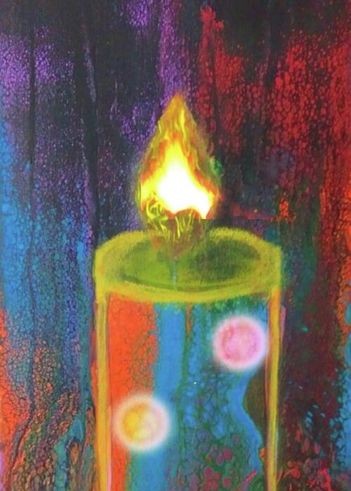 Candle Greeting Card featuring the mixed media Candle In The Rain by Anna Adams