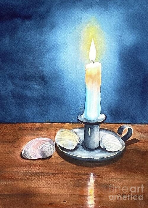 Candle Holder Greeting Card featuring the painting Candle's Glow by Joseph Burger