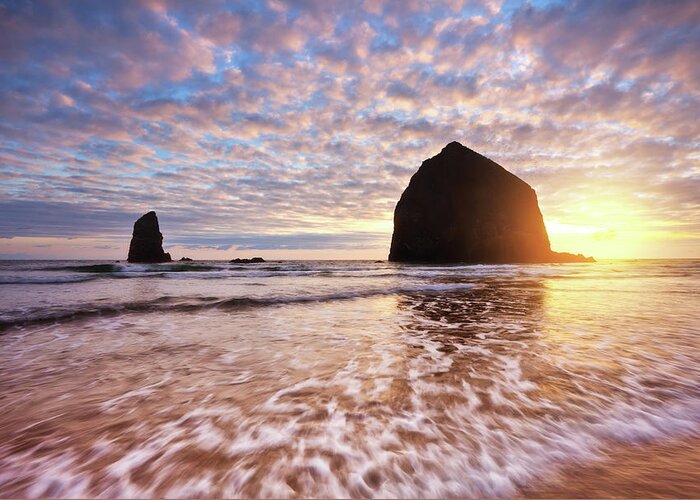 Sunset Greeting Card featuring the photograph Cannon Beach Sunset Classic by Darren White