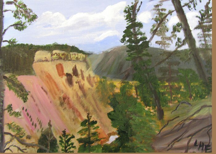 Yellowstone Greeting Card featuring the painting Canyon Colors2 by Linda Feinberg
