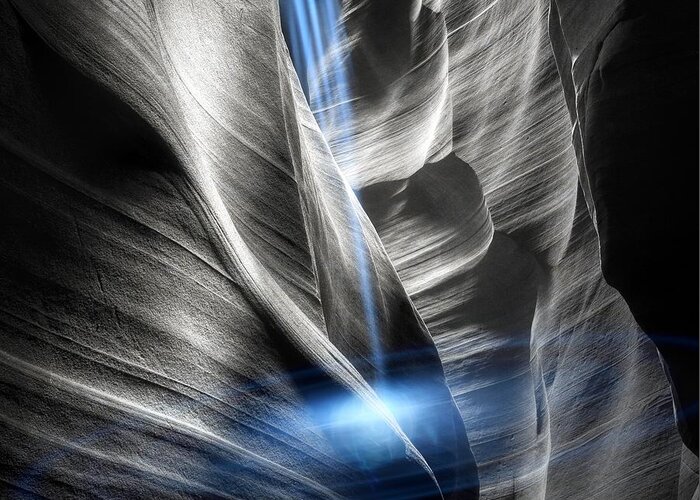 Abstract Greeting Card featuring the photograph Canyon Spirits - Monochrome 1 by Philip Preston
