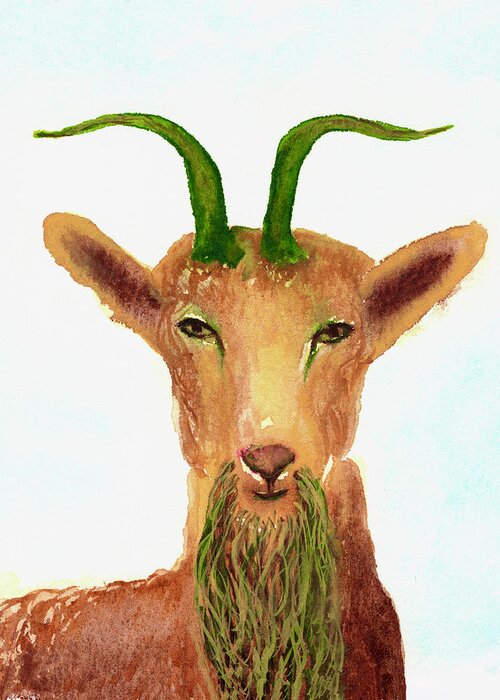 Capricorn Zodiac Symbol Greeting Card featuring the painting Capricorn Zodiac Sign Goat Symbol by Anne Nordhaus-Bike