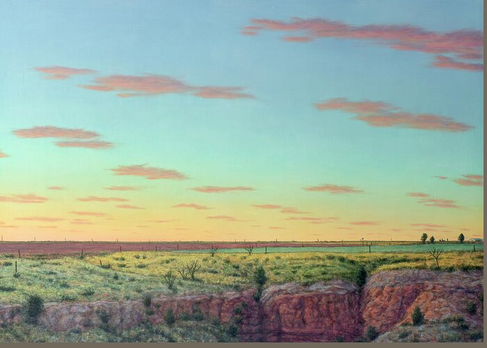 Sunset Greeting Card featuring the painting Caprock Edge by James W Johnson