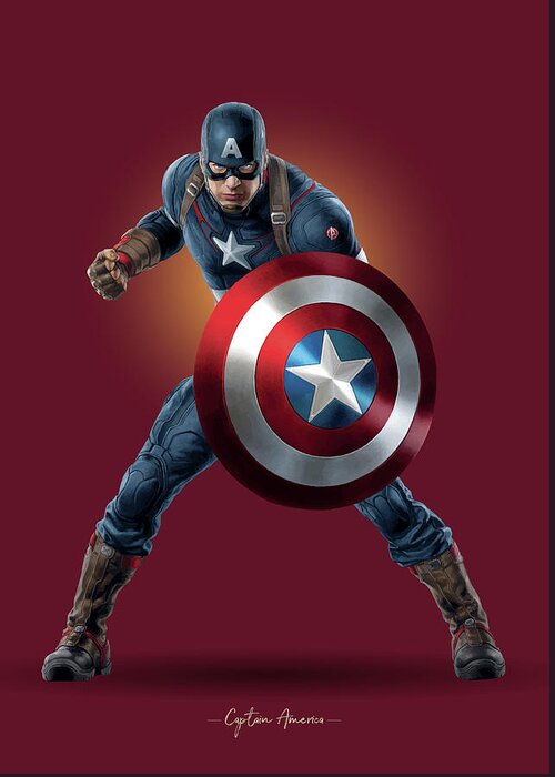 Captain America Greeting Card featuring the digital art Captain America - Marvel by Samuel Whitton