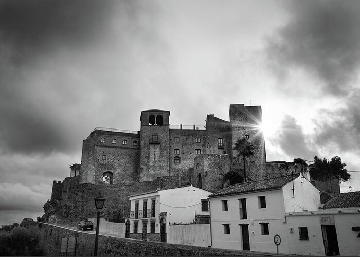 Black And White Greeting Card featuring the photograph Castillo de Castellar de la Frontera by Naomi Maya