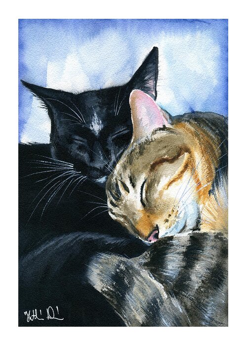 Cat Love Greeting Card featuring the painting Cat Love by Dora Hathazi Mendes
