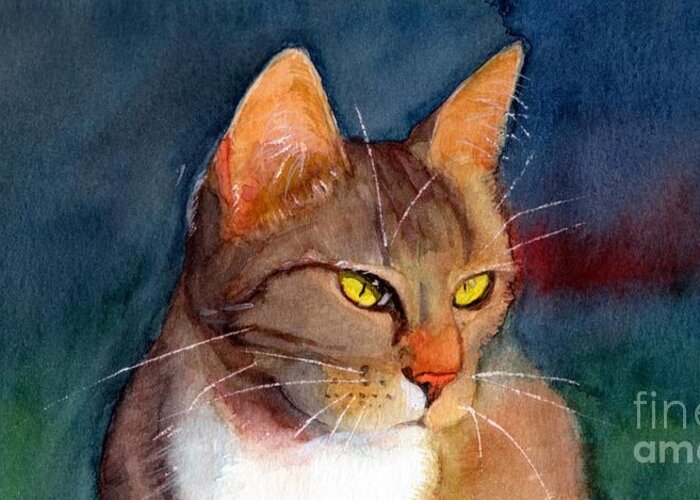 Cat Greeting Card featuring the painting Cat Whiskers by Vicki B Littell
