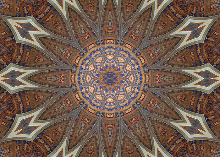 Mandala Greeting Card featuring the digital art Cathedral Swirls by Dave Turner