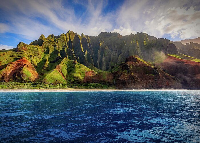 Na Pali Greeting Card featuring the photograph Cathedrals by Stephen Kennedy