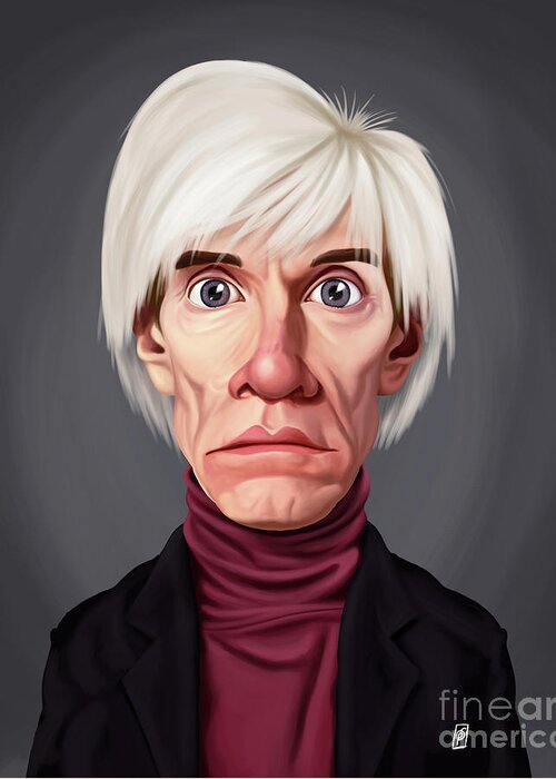 Illustration Greeting Card featuring the digital art Celebrity Sunday - Andy Warhol by Rob Snow