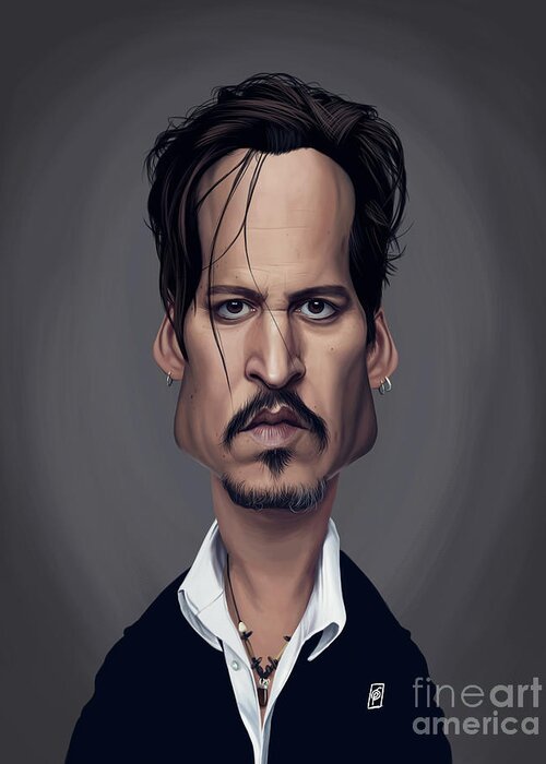 Illustration Greeting Card featuring the digital art Celebrity Sunday - Johnny Depp by Rob Snow