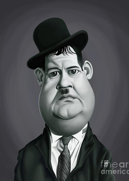 Illustration Greeting Card featuring the digital art Celebrity Sunday - Oliver Hardy by Rob Snow