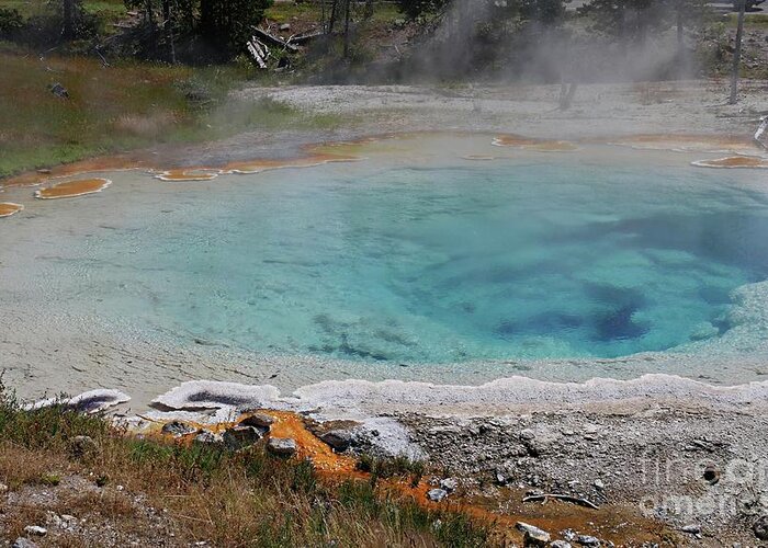 First National Park America Greeting Card featuring the photograph Celestine Pool, Lower Geyser Basin by On da Raks