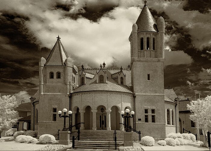 Infrared Greeting Card featuring the photograph Centenary United Methodist Church by Anthony M Davis