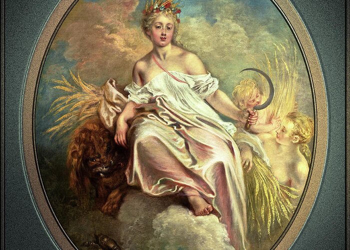 Ceres Greeting Card featuring the painting Ceres by Antoine Watteau Old Masters Reproduction by Rolando Burbon