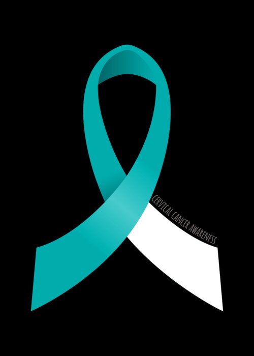Awareness Greeting Card featuring the digital art Cervical Cancer Awareness Ribbon by Flippin Sweet Gear